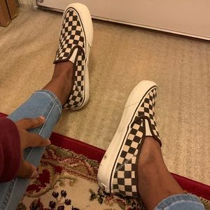 Checkered Distressed slip on Vans